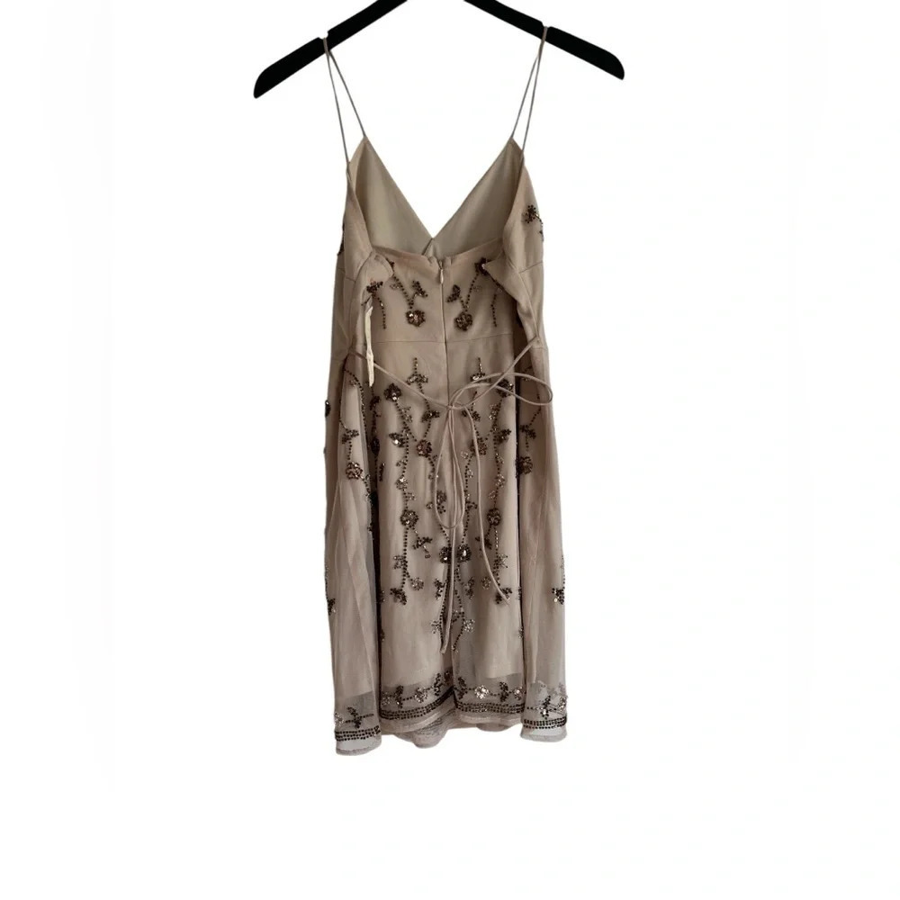 NEW Altar'd State Dress Women's Analia Beaded Spaghetti Strap Nude - Picture 4 of 4